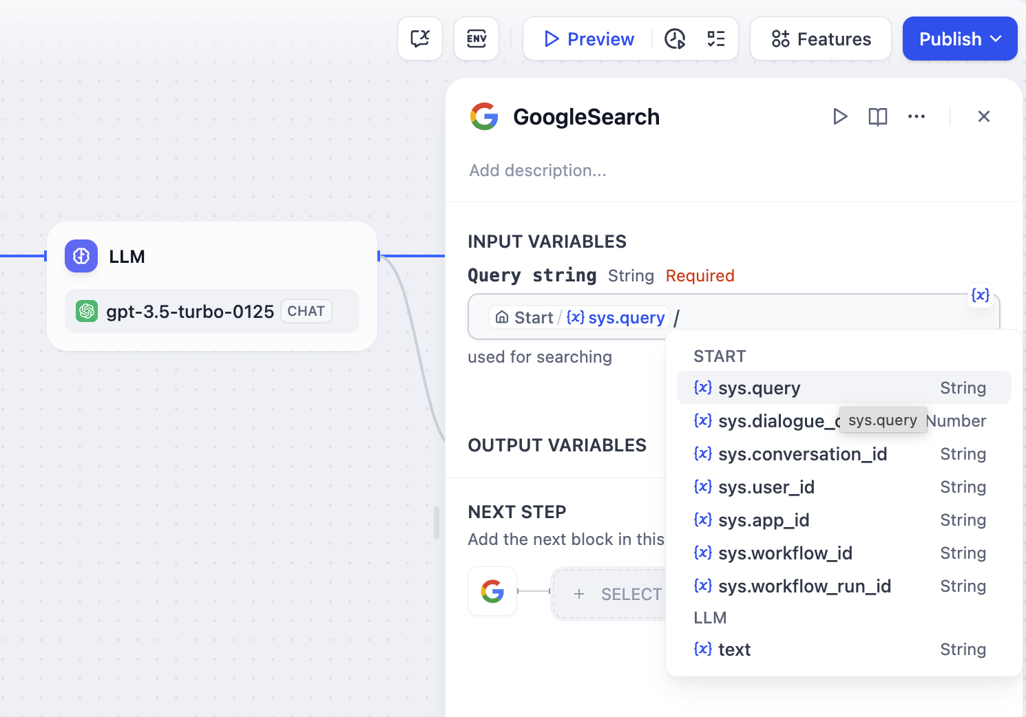 Tools input