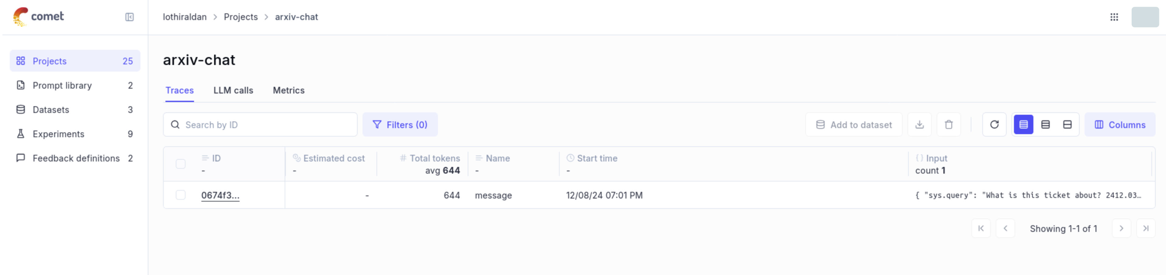 Viewing application data in Opik