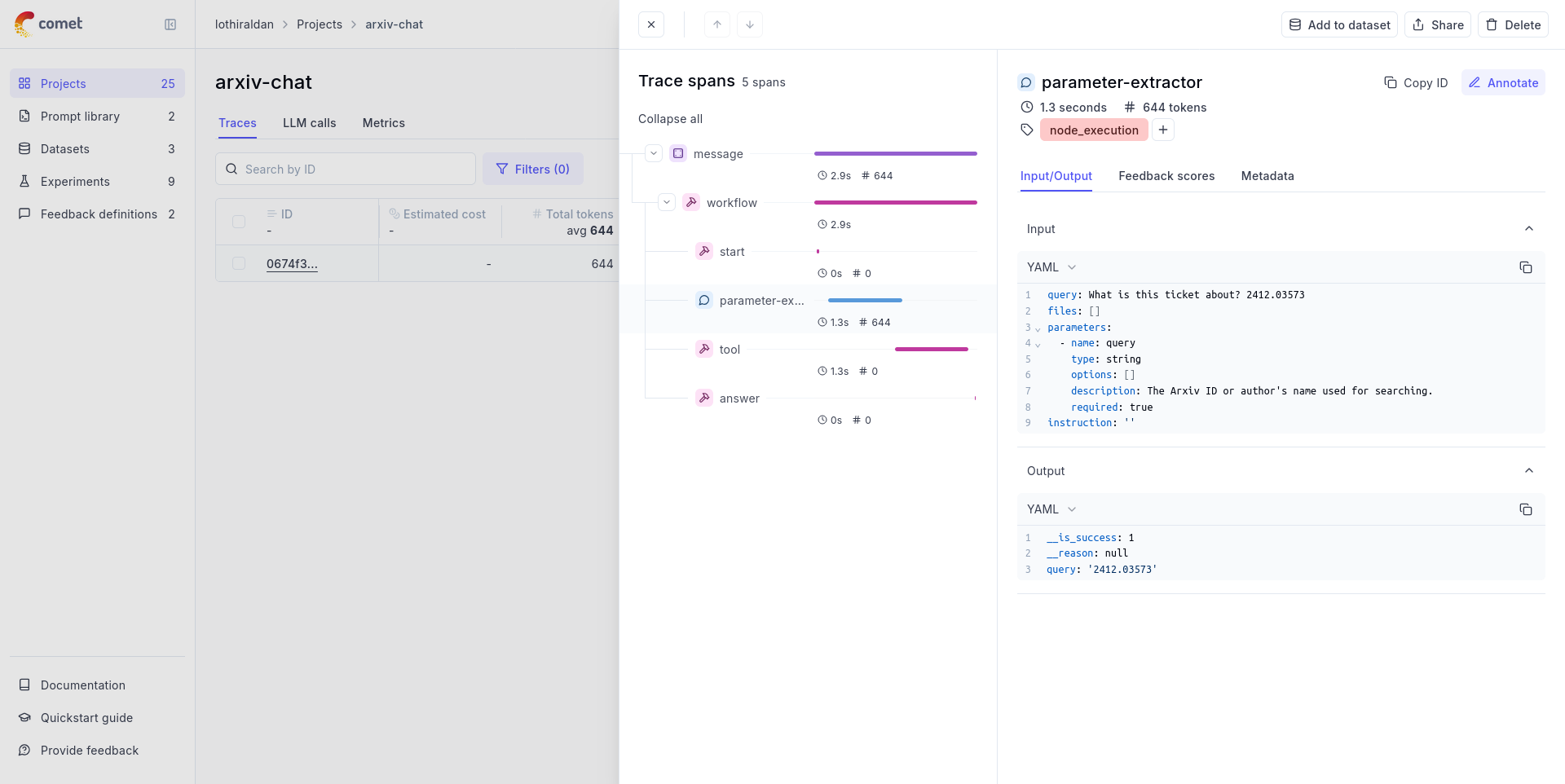 Viewing application data in Opik