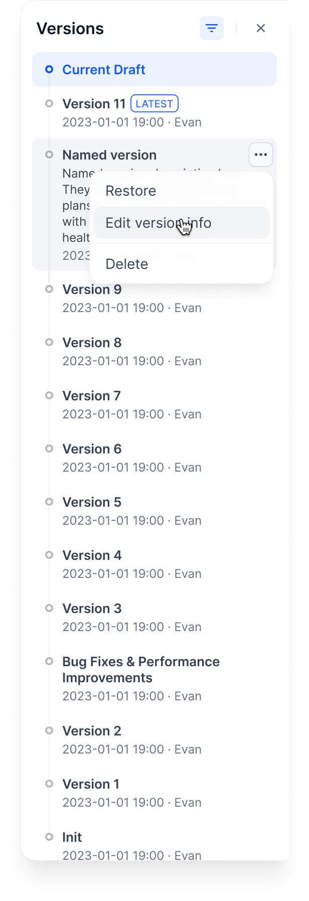 Edit version info