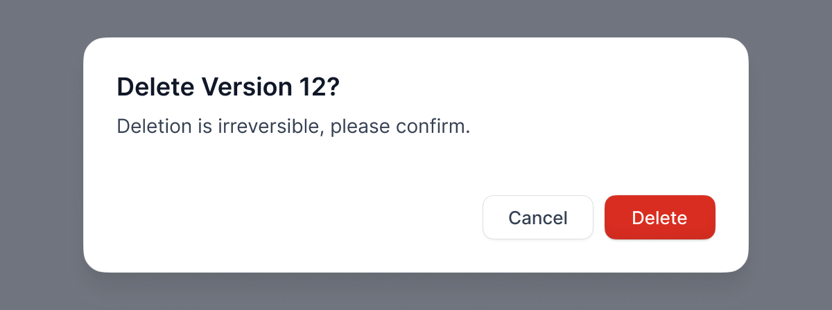 Delete Version Confirmed