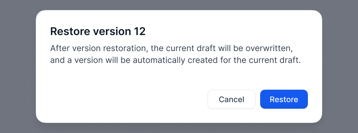 Restore version confirmed