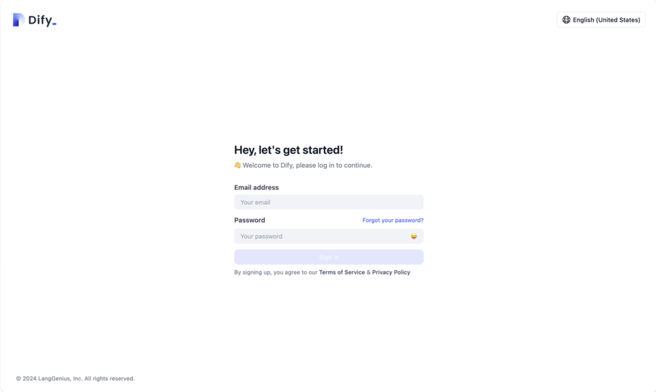 Dify enterprise login page