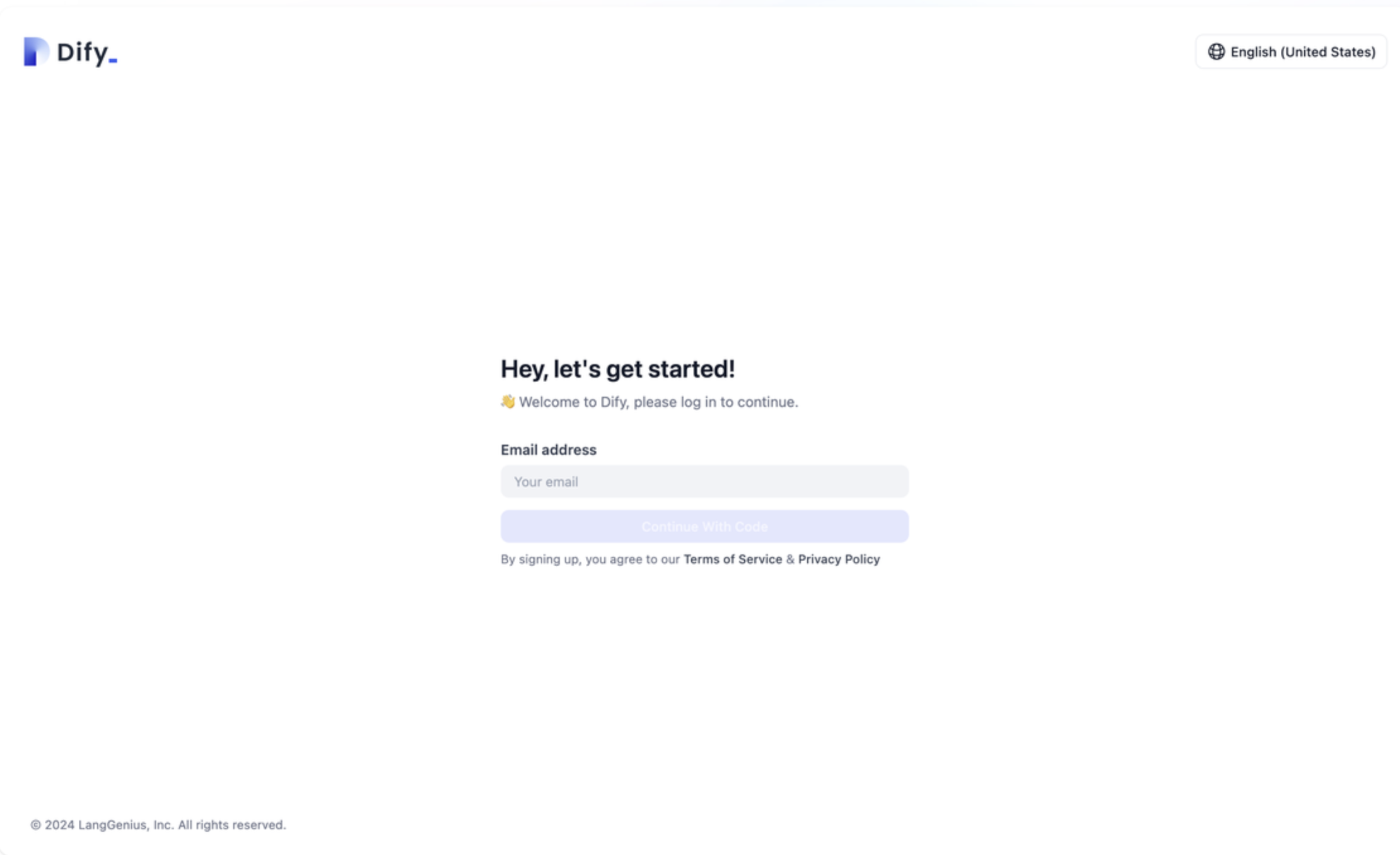 Dify enterprise login page