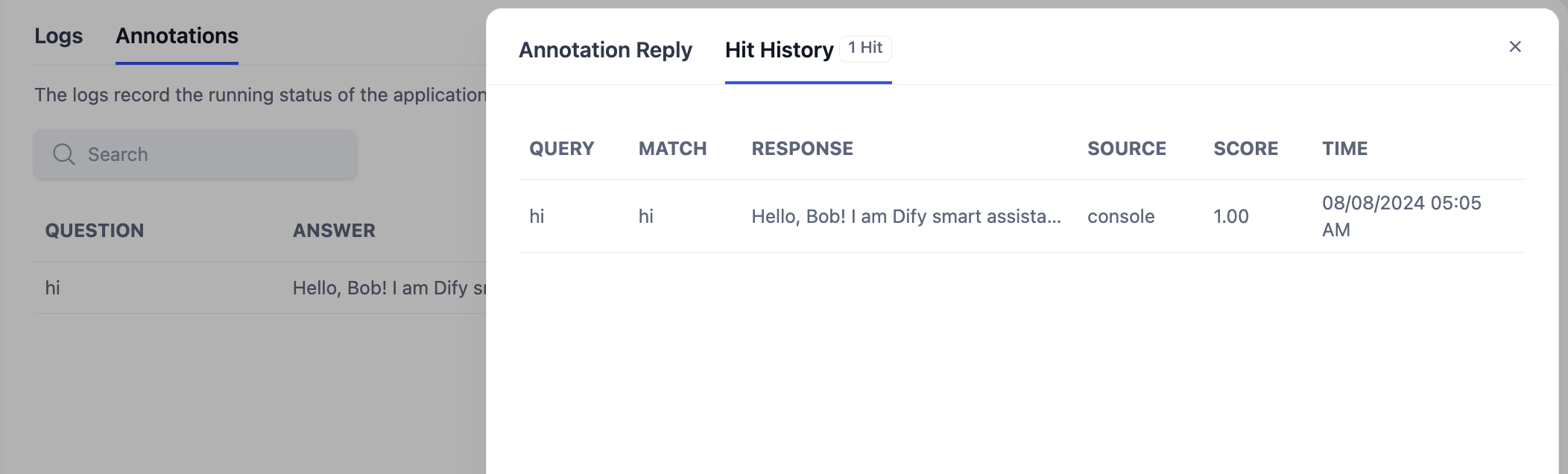 Viewing Annotation Hit History