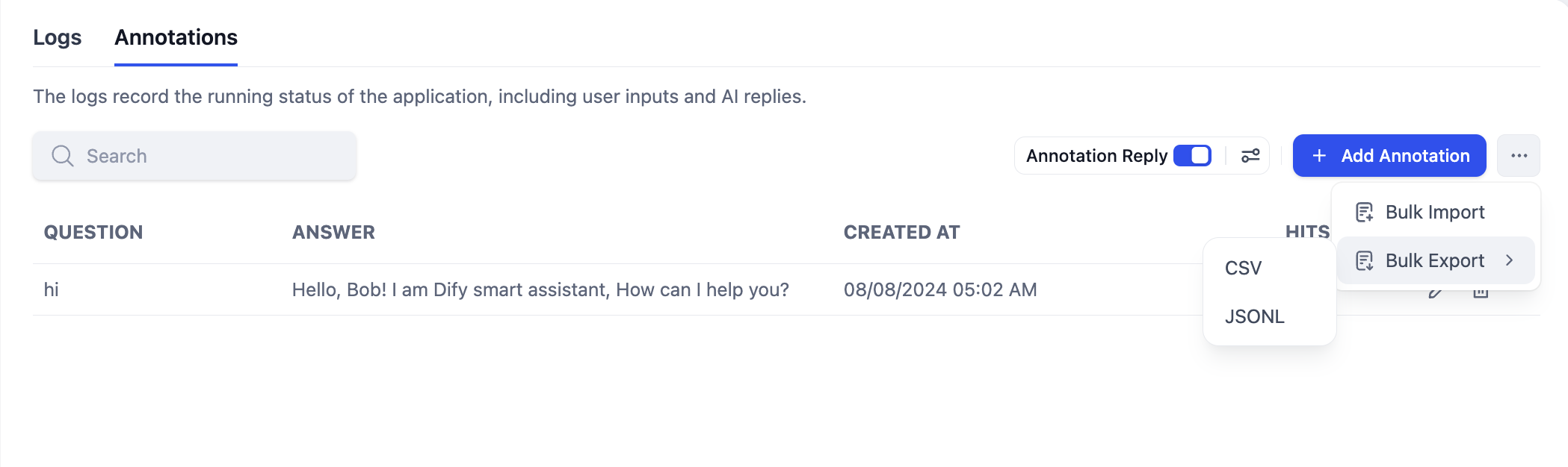 Bulk Export of Annotated Q&A Pairs