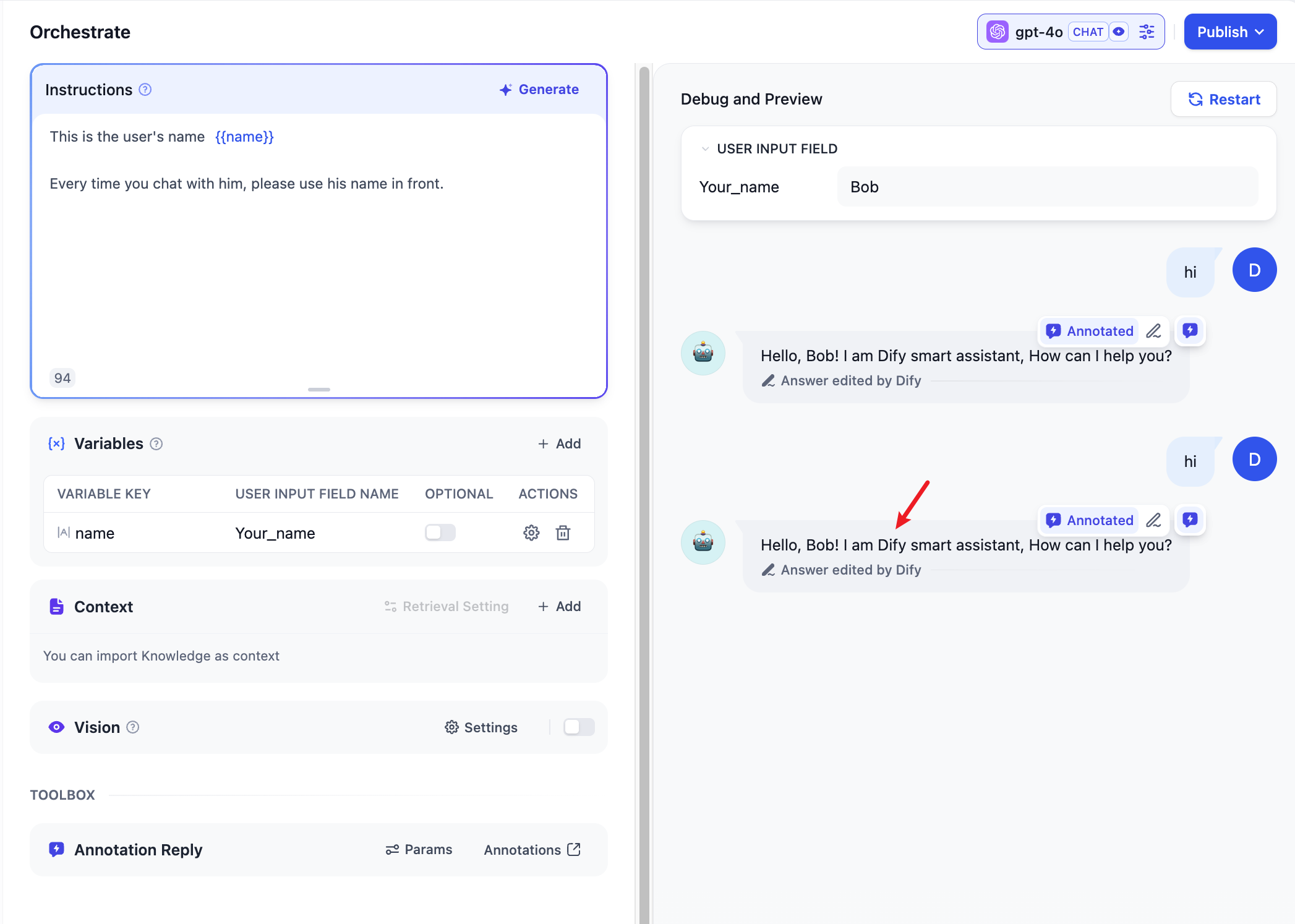 Replying to User Questions with Saved Annotations