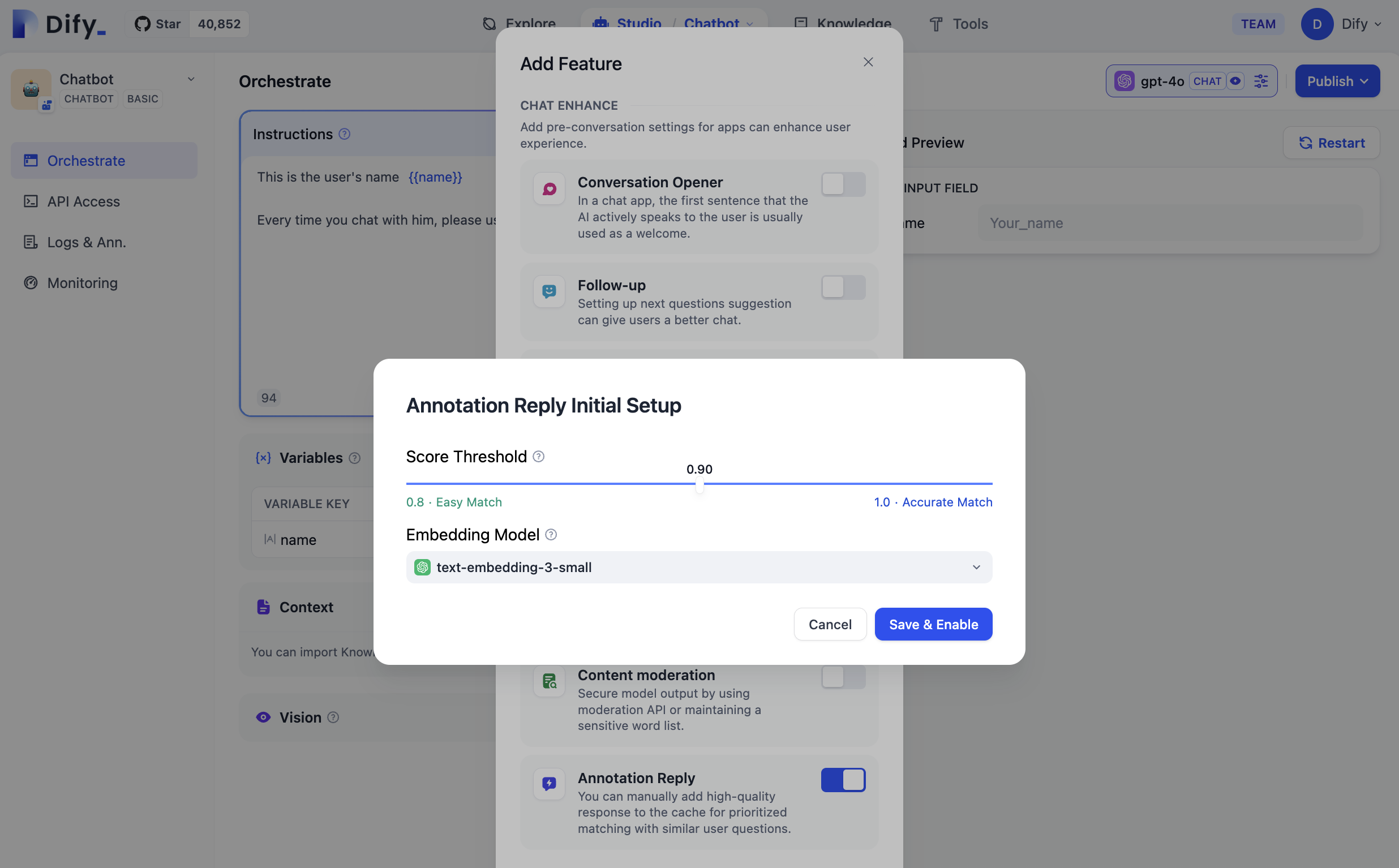 Setting Parameters for Annotated Replies
