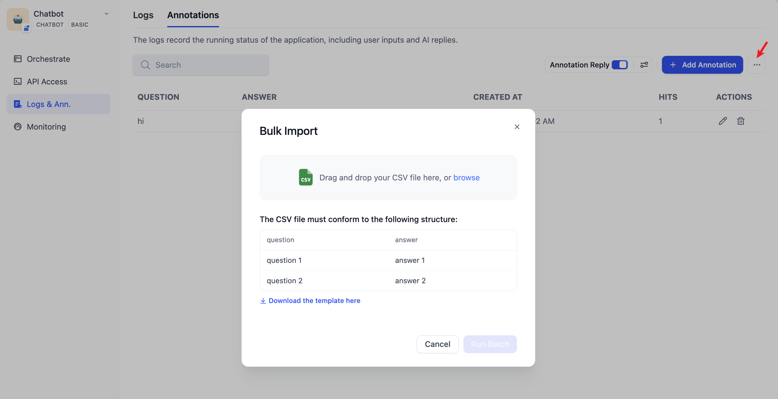 Bulk Import of Annotated Q&A Pairs