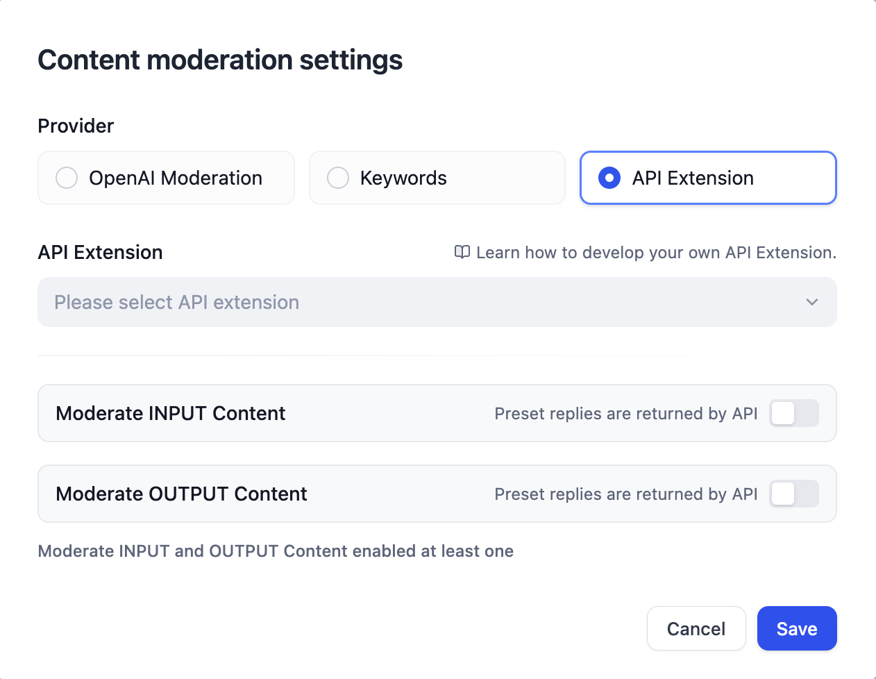 Moderation Extension