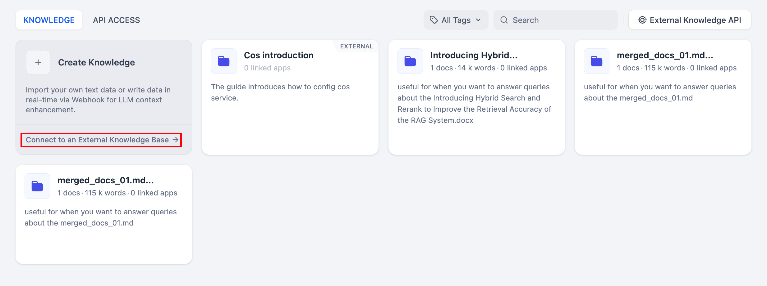 Connect to the external knowledge base