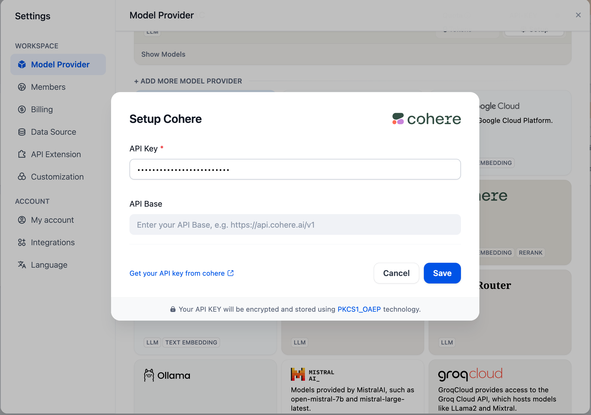 Configuring the Rerank model in the Model Provider
