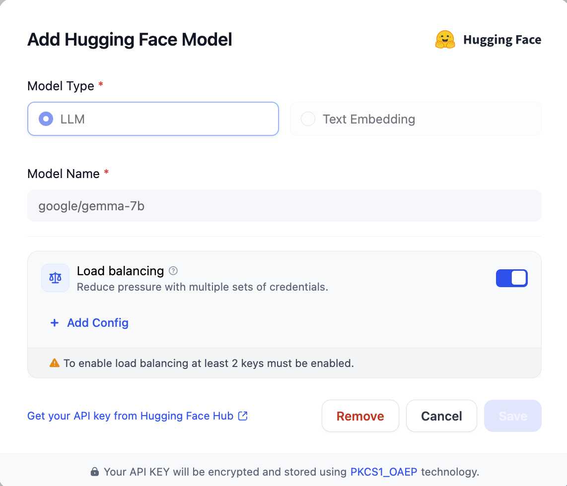 Configuring Load Balancing from Add Model