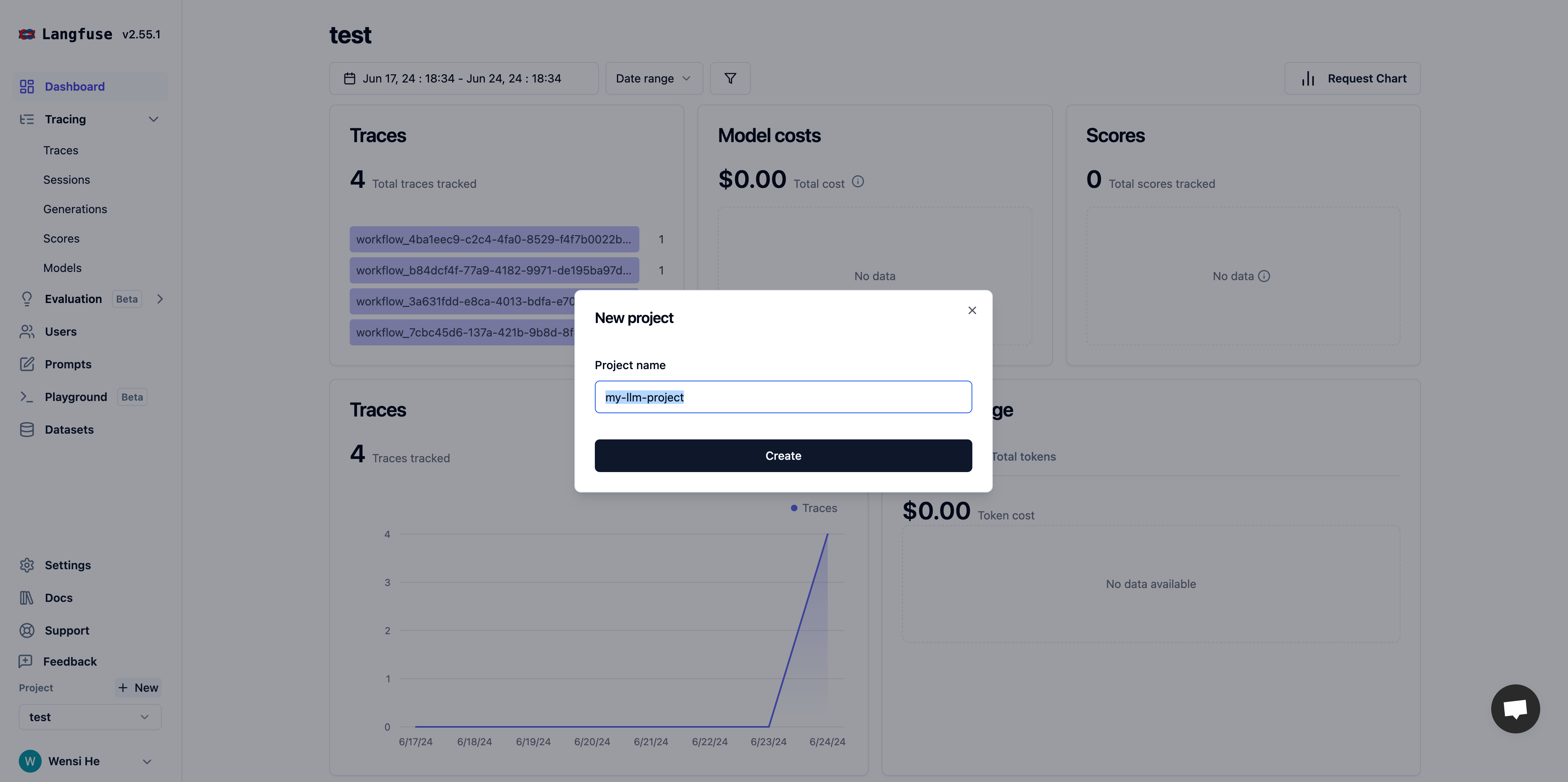 Create a project in Langfuse
