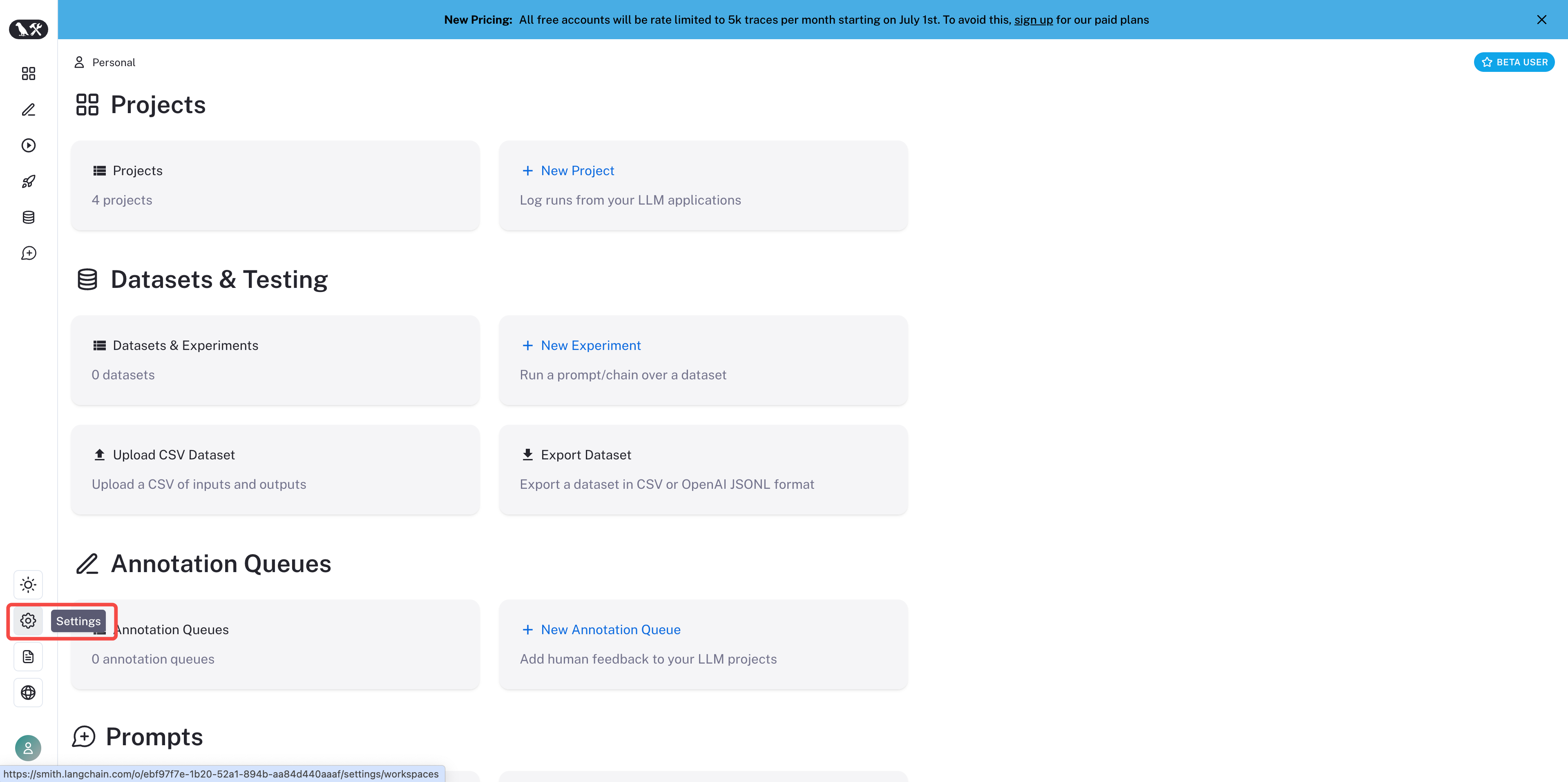 Project settings
