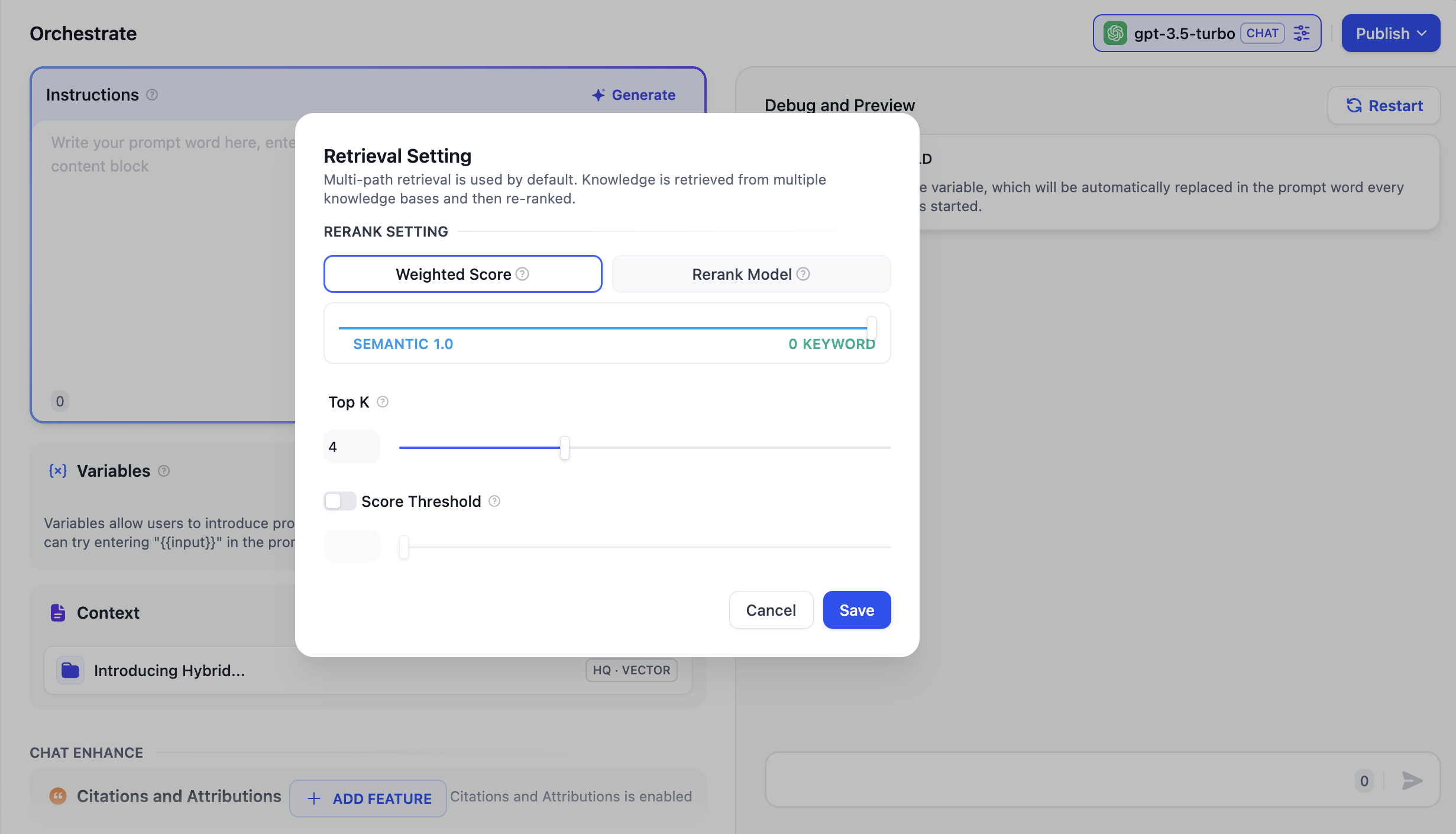 retrieval Mode Settings