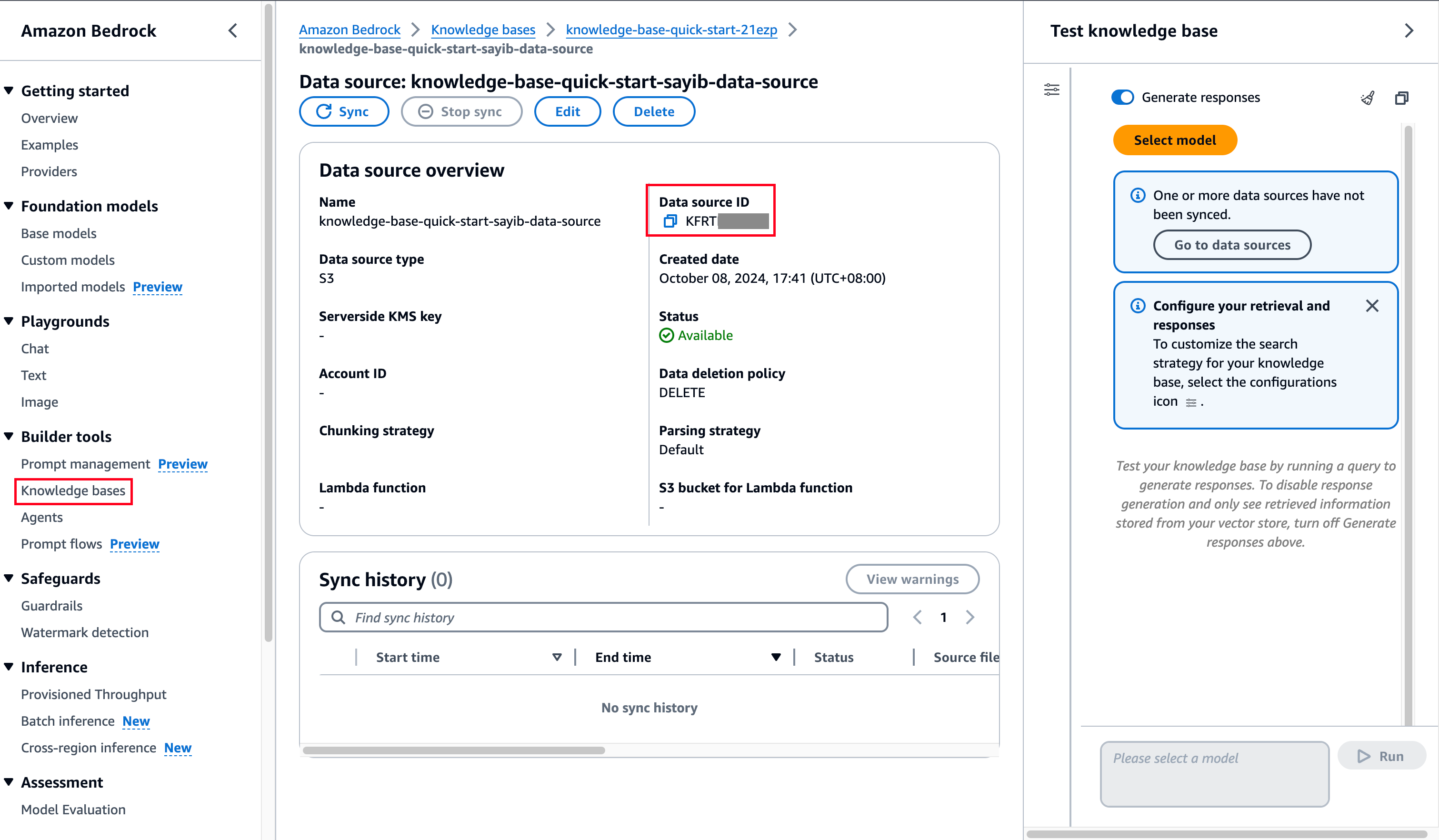 Get the AWS Bedrock Knowledge Base ID