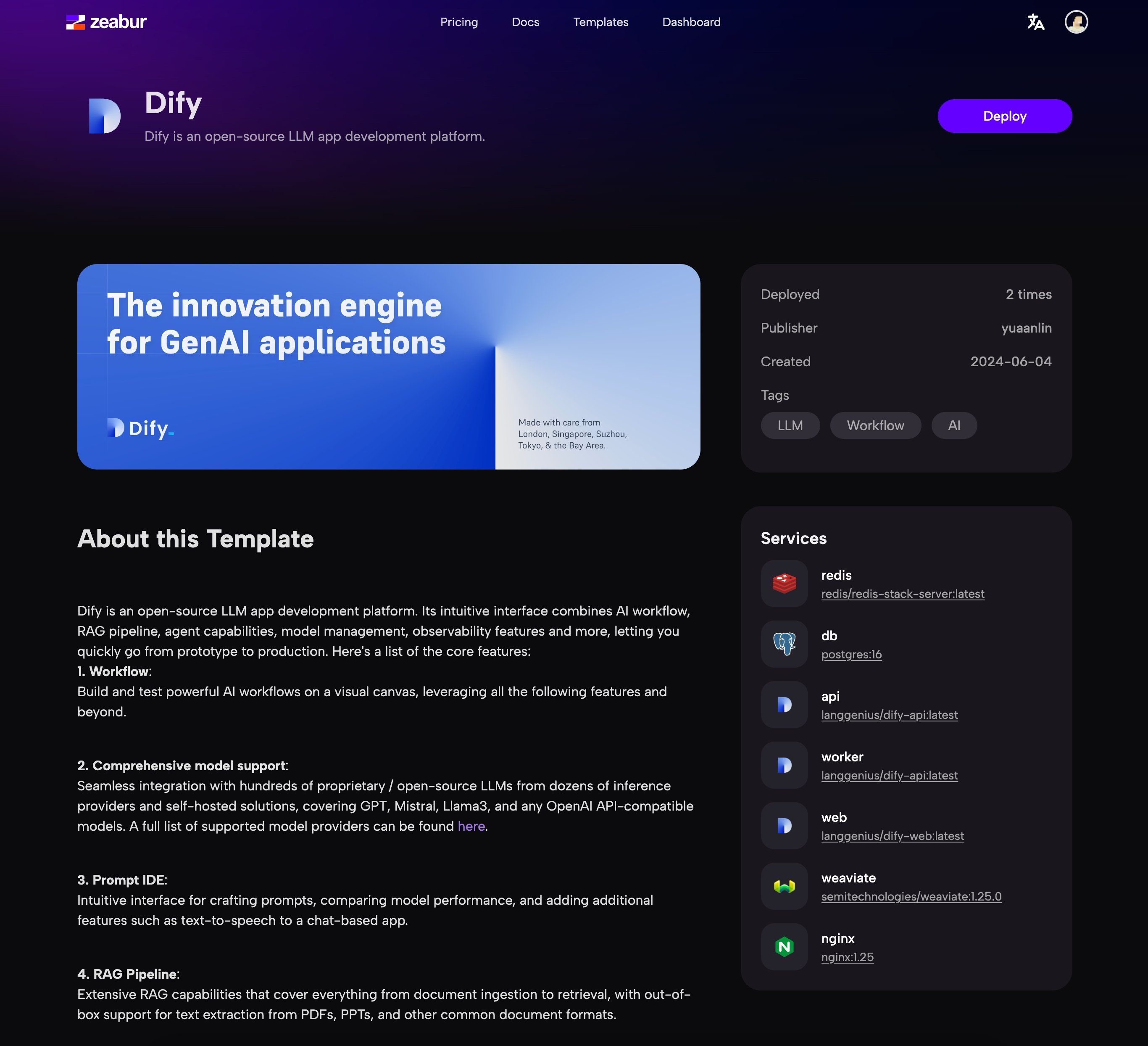 Zeabur Template Overview