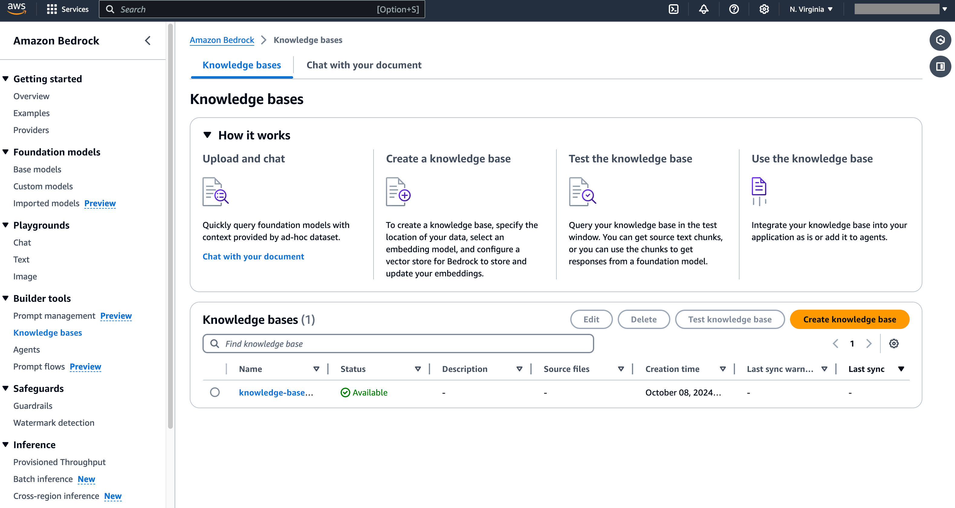 创建 AWS Bedrock Knowledge Base