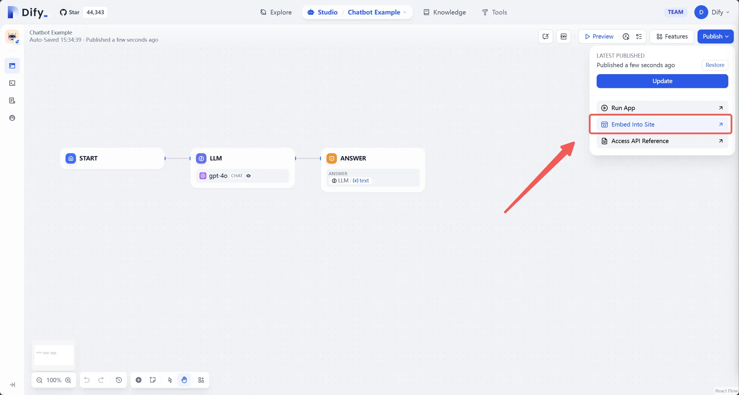 Embed Into Site Option