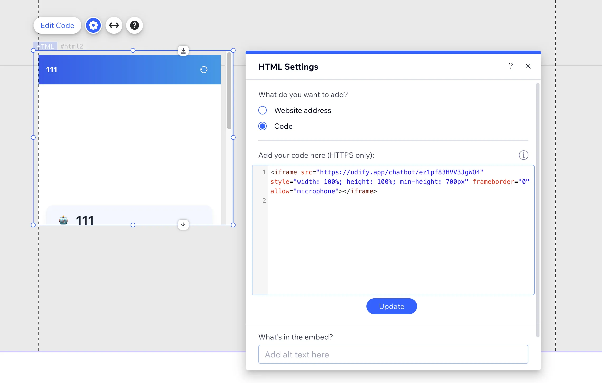 Insert Dify iFrame Code