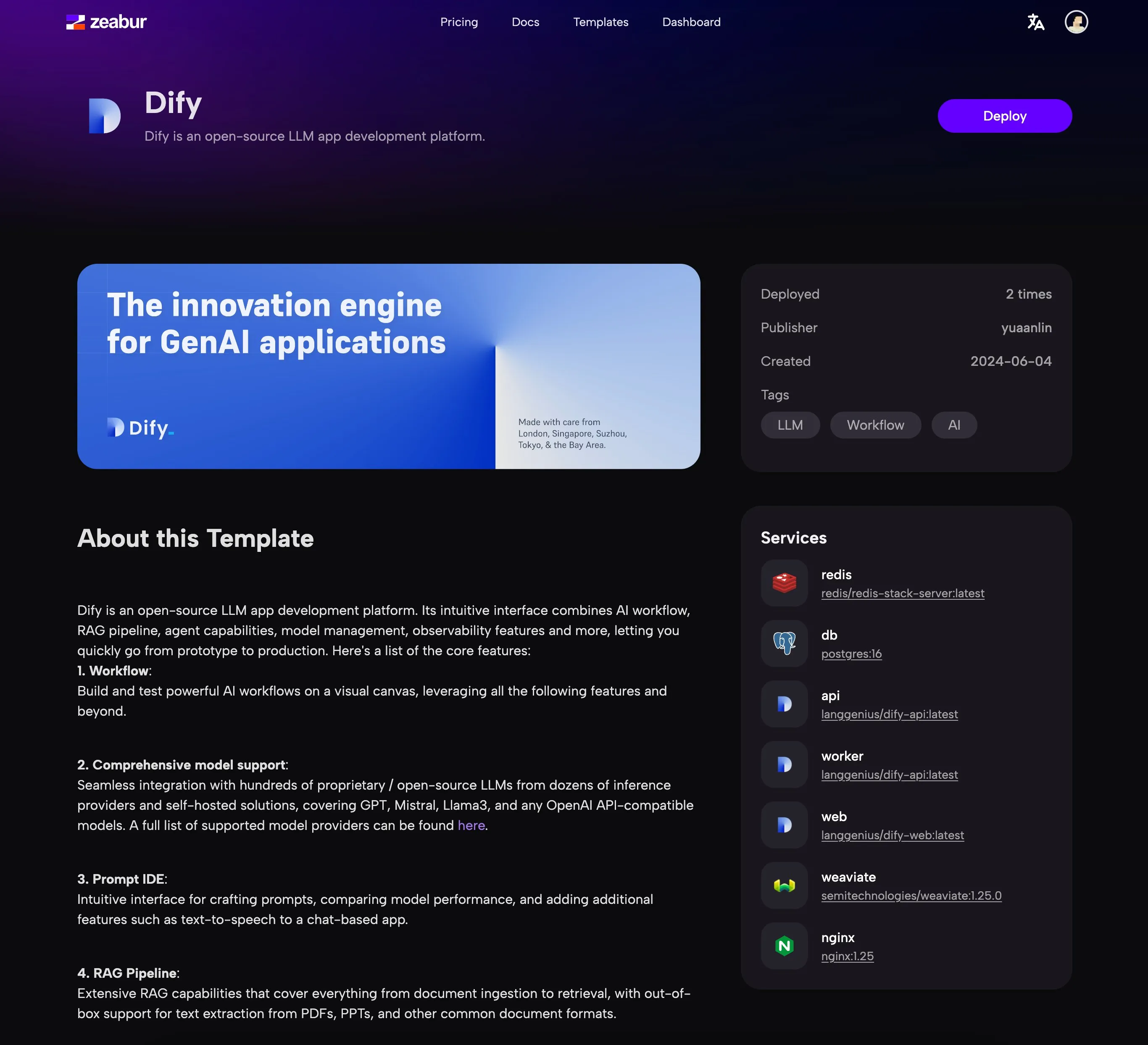 Zeabur Template Overview